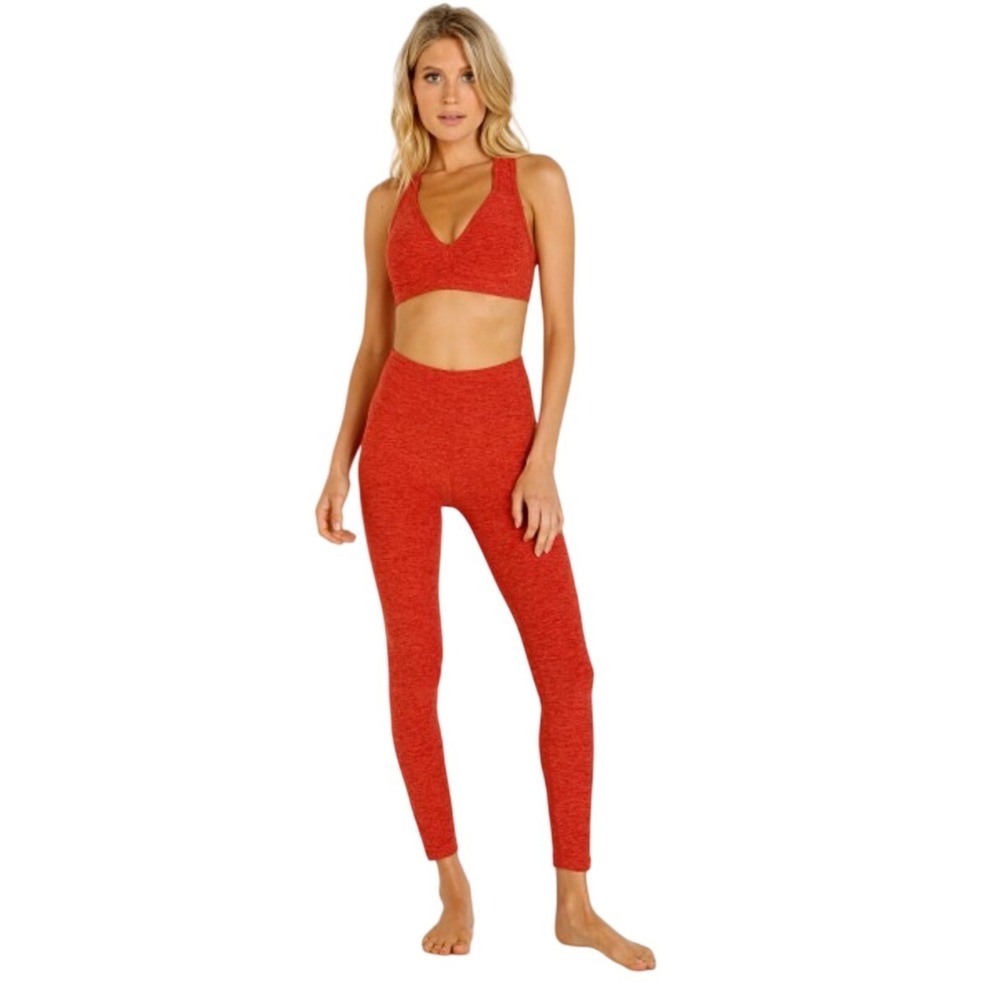 Beyond Yoga Spacedyeā High Waisted Midi Leggings Red Heather XS Made in USA